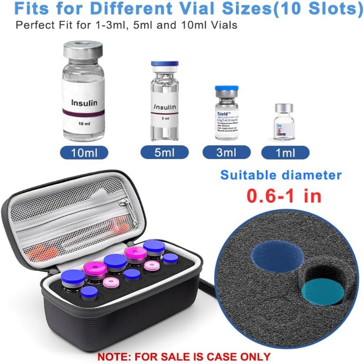 10Slots 3ml/10ml Black Peptide Vial Case