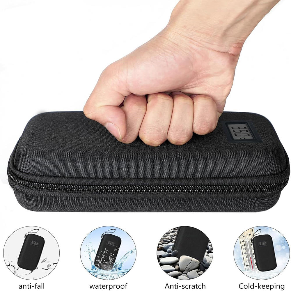 Black EVA Insulin Pen Case With Temperature Display