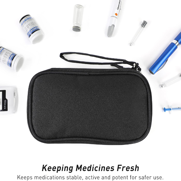 Insulin Pen Trave Double Layers Cooler Bag With 2 Ice Packs for Diabetes